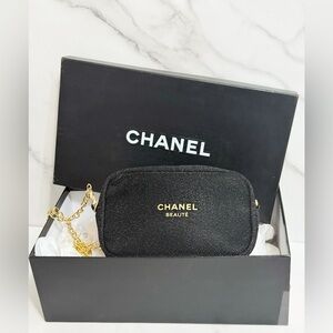 Chanel Beauty Black Pouch Converted To Shoulder Bag PRICE DROP